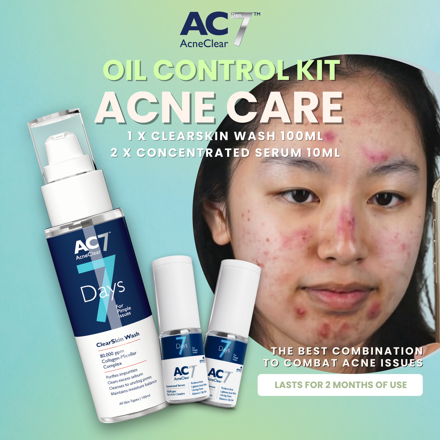 [2S+1W] AC7D 2x Serum Concentrated 10ml + 1x ClearSkin Wash 100ml