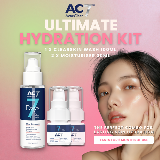 [2M+1W] AC7D 2x Moisturiser 30ml + 1x ClearSkin Wash 100ml