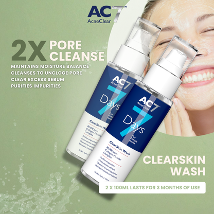 2x AC7D Face Wash ClearSkin 100ml (Low Stock) - Acne Treatment for Acne-Prone Skin | Purifies Impurities | Clear Excess Sebum | Maintain Moisture Balance | Glass Skin | Clear Skin