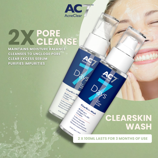 2x AC7D Face Wash ClearSkin 100ml (Low Stock) - Acne Treatment for Acne-Prone Skin | Purifies Impurities | Clear Excess Sebum | Maintain Moisture Balance | Glass Skin | Clear Skin