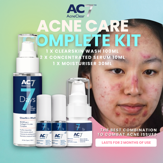 [2S+1M+1W] AC7D 2x Serum 10ml + 1x Moisturiser 30ml + 1x ClearSkin Wash 100ml