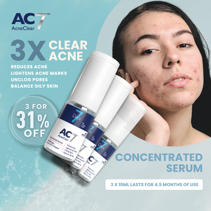 3x AC7D Serum Concentrated 10ml (Low Stock) - Acne Clear 7 Days | Acne Treatment for Acne-Prone Skin | Lighten Acne Marks | Reduce Acne Pimples Breakout | 7 days Visible Results | Fast-Acting | Clear Skin